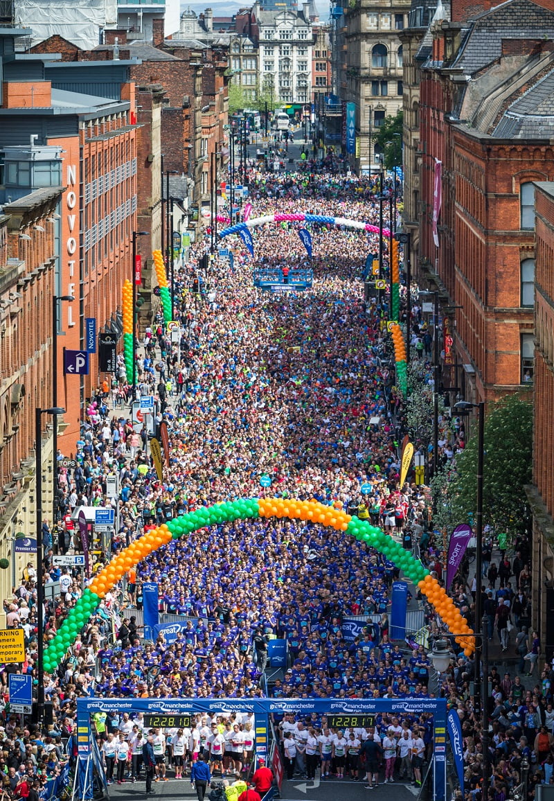 Aerial view of the Great Manchester Run