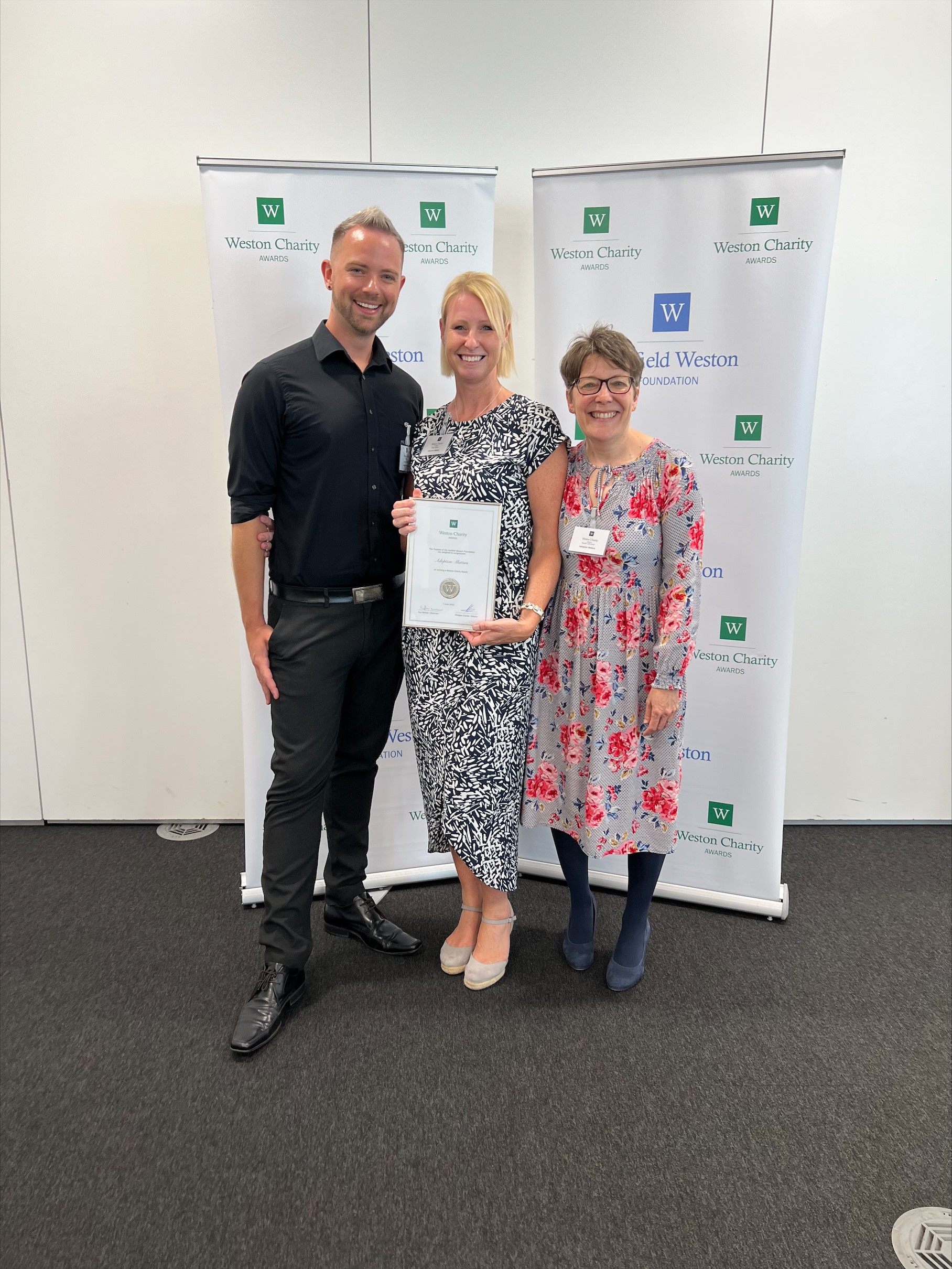 Adoption Matters team with the Weston Charity award