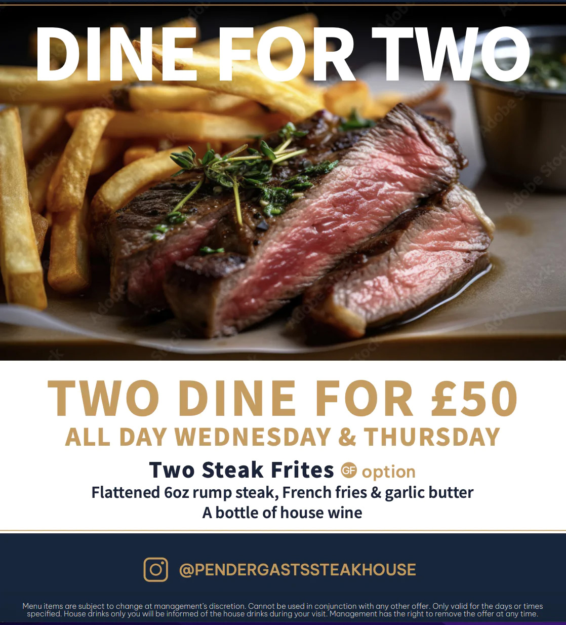 Pendergasts Two Dine for £50