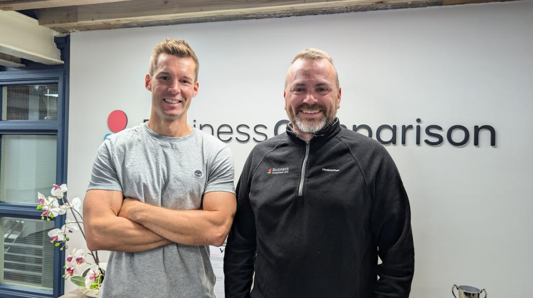 No Brainer co-founder Lee Cullen with Philip Brennan, Founder and Managing Director of BusinessComparison.